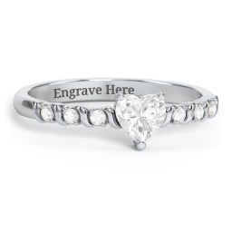 Solitaire Heart Gemstone Ring with Side Accent Stones