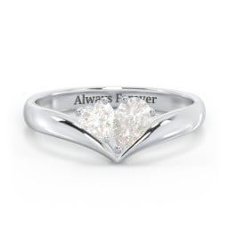 Toi et Moi Heart and Pear Gemstone Ring with V-Shape Band