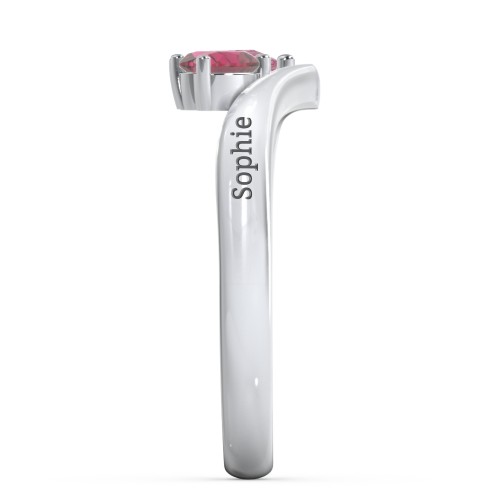 Toi et Moi Heart and Pear Gemstone Ring with V-Shape Band