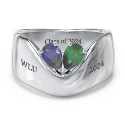 Toi et Moi Pear Gemstone Ring with Wide Curved Band