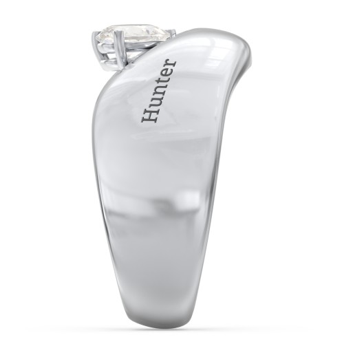 Toi et Moi Pear Gemstone Ring with Wide Curved Band