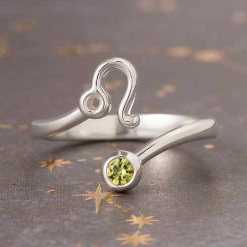 Zodiac Sign & Birthstone Bypass Ring – 10K White Gold with Garnet