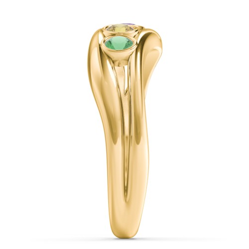 Curved 4 Bezel-Set Round Birthstone Ring
