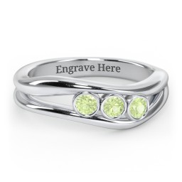 Curved 2-4 Bezel-Set Round Birthstone Ring