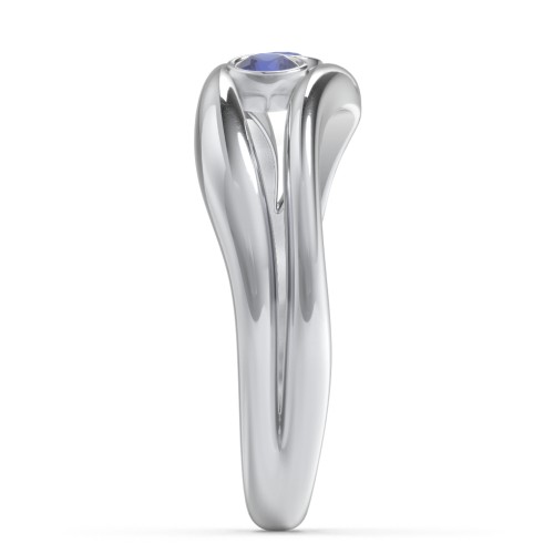 Curved 2 Bezel-Set Round Birthstone Ring