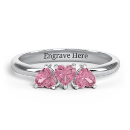 3 Heart Birthstone Ring