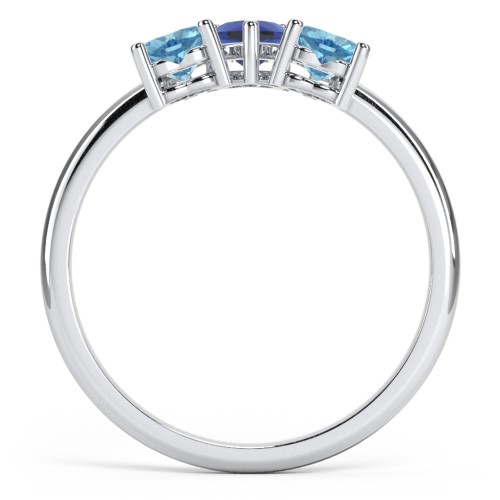 3 Heart Birthstone Ring