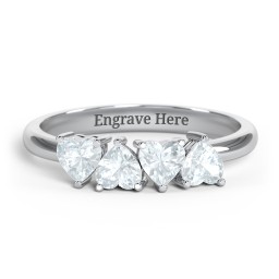 4 Heart Birthstone Ring