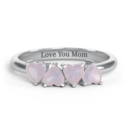4 Heart Birthstone Ring
