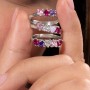 4 Heart Birthstone Ring
