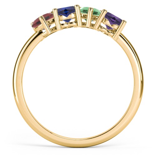 4 Heart Birthstone Ring – 18K Gold Plated Silver with Garnet, Blue Sapphire, Emerald, and Amethyst