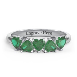 5 Heart Birthstone Ring