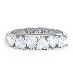 6 Heart Birthstone Ring