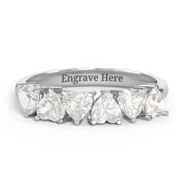 6 Heart Birthstone Ring in 925 Sterling Silver with Cubic Zirconia