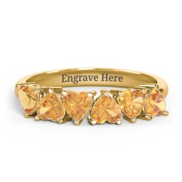 6 Heart Birthstone Ring in 18K Gold Plated Silver with Citrine