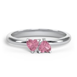 2 Heart Birthstone Ring