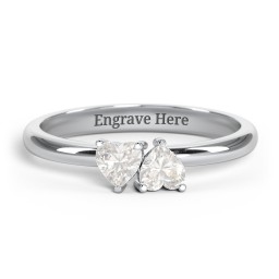 2 Heart Birthstone Ring in 925 Sterling Silver with Cubic Zirconia, Blue Sapphire, Blue Topaz, Emerald, and Peridot