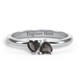 2 Heart Birthstone Ring