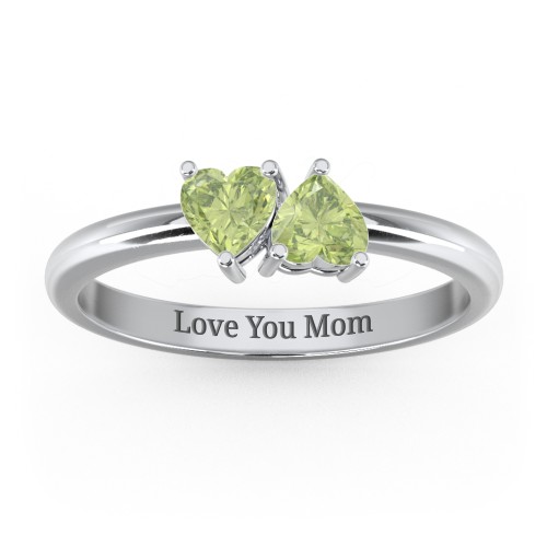 2 Heart Birthstone Ring