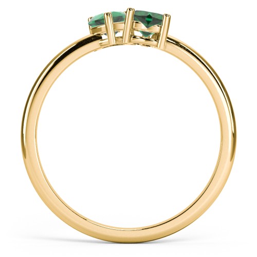 2 Heart Birthstone Ring – 18K Gold Plated Silver with Emerald