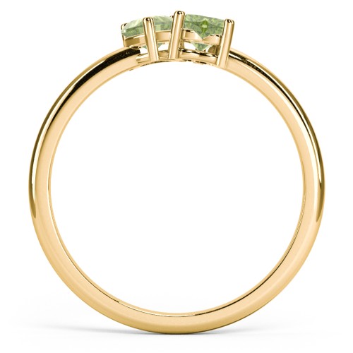 2 Heart Birthstone Ring – 18K Gold Plated Silver with Peridot