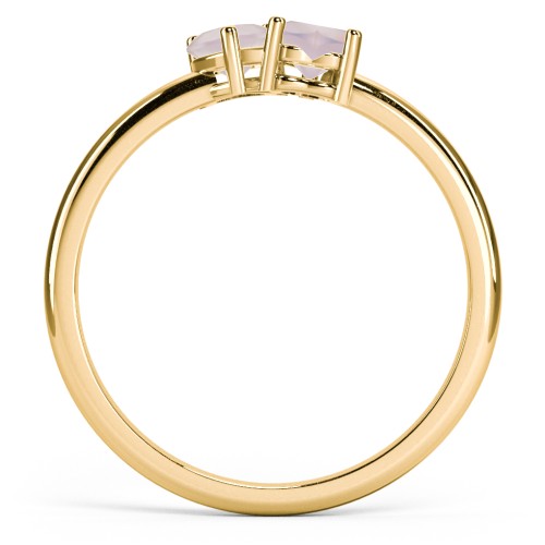 2 Heart Birthstone Ring – 18K Gold Plated Silver with Opal