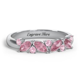 4 Marquise Birthstone Ring with Round Accents
