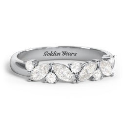 4 Marquise Birthstone Ring with Round Accents