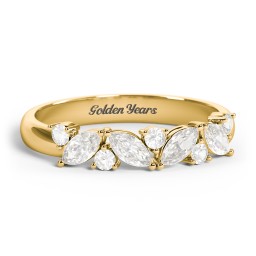 4 Marquise Birthstone Ring with Round Accents in 18K Gold Plated Silver with Cubic Zirconia