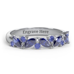 5 Marquise Birthstone Ring with Round Accents