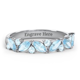 6 Marquise Birthstone Ring with Round Accents