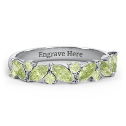 6 Marquise Birthstone Ring with Round Accents