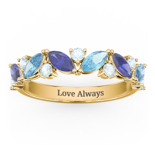 6 Marquise Birthstone Ring with Round Accents