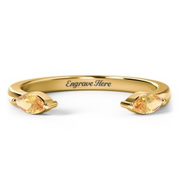 Marquise Birthstone Open Cuff Ring in 18K Gold Plated Silver with Citrine