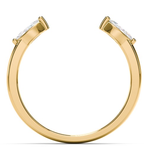 Marquise Birthstone Open Cuff Ring – 18K Gold Plated Silver with Diamond