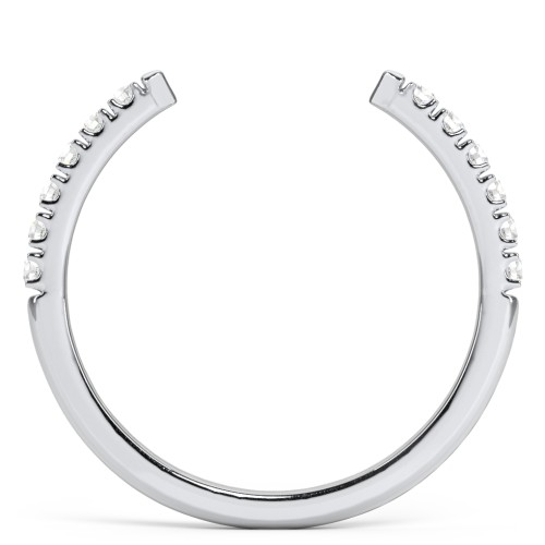 Pavé Birthstone Open Cuff Ring – Sterling Silver with White Premium Zirconia