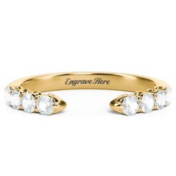 Round Birthstone Open Cuff Ring in 10K Solid Yellow Gold with Aquamarine