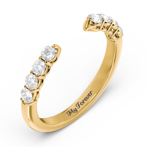 Round Birthstone Open Cuff Ring – 10K Yellow Gold with Diamond