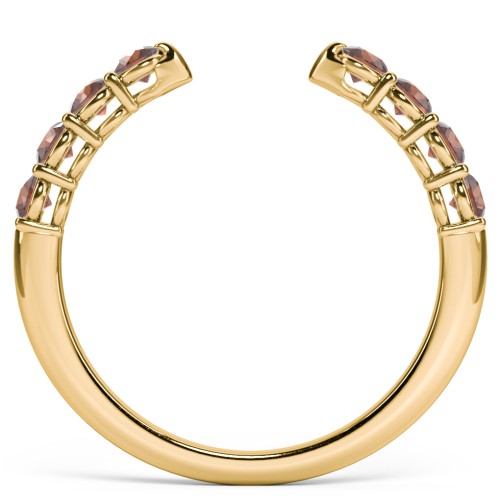 Round Birthstone Open Cuff Ring – 10K Yellow Gold with Garnet