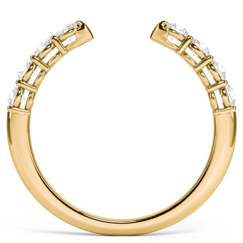 Round Birthstone Open Cuff Ring – 10K Yellow Gold with Diamond