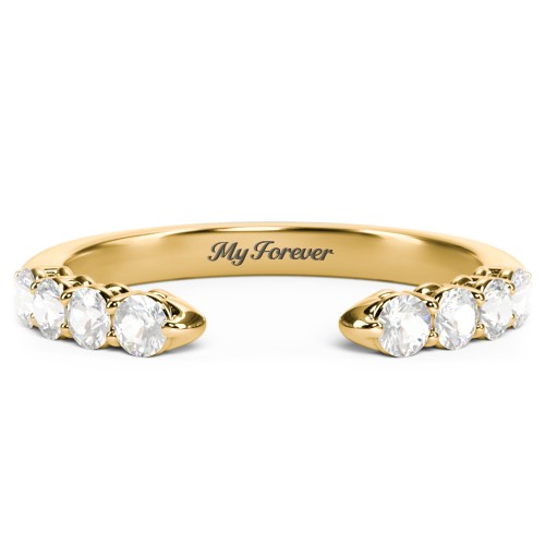 Round Birthstone Open Cuff Ring – 10K Yellow Gold with Cubic Zirconia