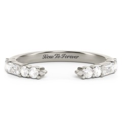 Baguette & Round Accent Open Cuff Ring – 10K White Gold with Cubic Zirconia