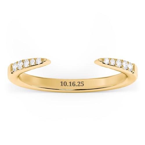 Tapered Accent Open Cuff Ring – 18K Gold Plated Silver with White Premium Zirconia