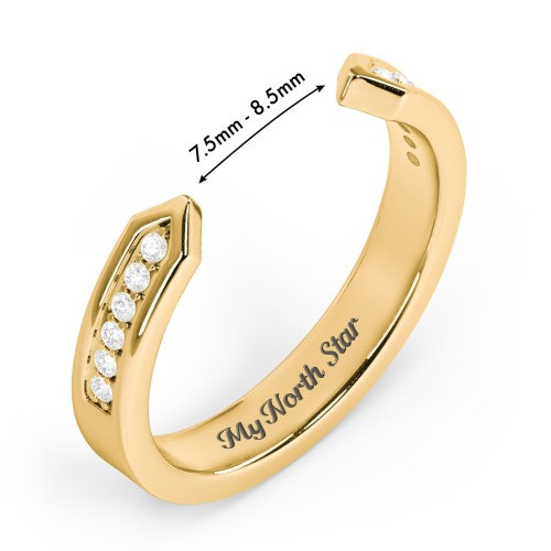 Wide Pavé Open Cuff Ring – 18K Gold Plated Silver with Diamond