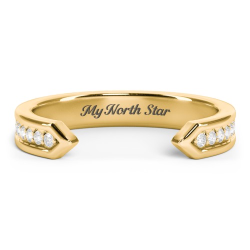 Wide Pavé Open Cuff Ring – 18K Gold Plated Silver with White Premium Zirconia