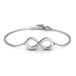 "Twosome" Infinity Bracelet in 925 Sterling Silver with Diamond