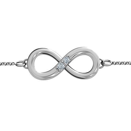"Twosome" Infinity Bracelet – Sterling Silver with Diamond