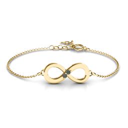 "Twosome" Infinity Bracelet in 18K Gold Plated Silver with Alexandrite
