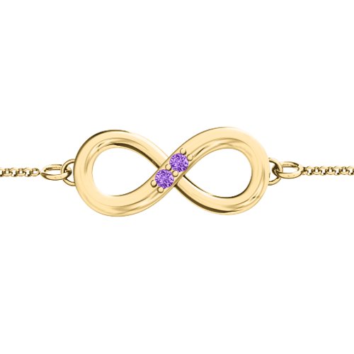 "Twosome" Infinity Bracelet – 18K Gold Plated Silver with Amethyst
