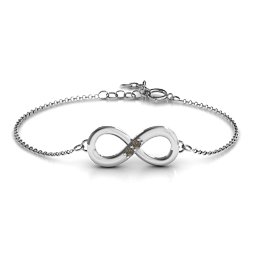 "Twosome" Infinity Bracelet in 925 Sterling Silver with Smokey Quartz